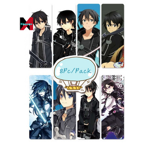 8pcs/set Digital Printing Anime Sword Art Online PVC Cartoon Bookmarks Printed with Yuuki Asuna Kirito