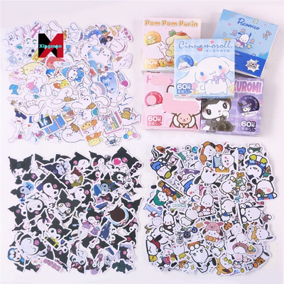 60Pcs Gift Box Cute Lovely Kawaii Products DIY Diary Cartoon Sanrio Sticker Anime Stickers For Kids Kuromi Y Melody