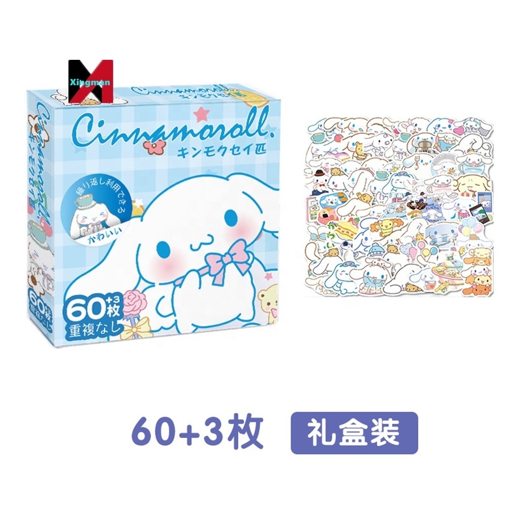 60Pcs Gift Box Cute Lovely Kawaii Products DIY Diary Cartoon Sanrio Sticker Anime Stickers For Kids Kuromi Y Melody