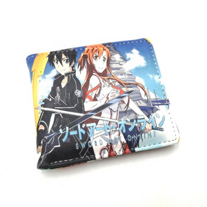 Sword Art Online Anime Colorful Wallet Kirigaya Kazuto Short Leather Card Holder Purse Yuuki Asuna Cartoon Gift Money Bag