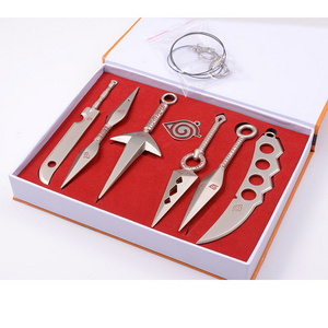 XM 7 Pcs/Set Uchiha Itachi Akatsuki Kakashi Kunai Dart Weapon Outfit With Gift Box Anime Cosplay Weapons Set