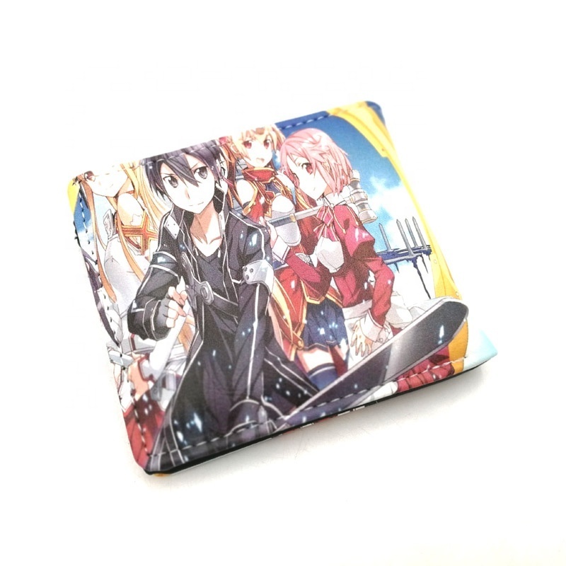 Sword Art Online Anime Colorful Wallet Kirigaya Kazuto Short Leather Card Holder Purse Yuuki Asuna Cartoon Gift Money Bag