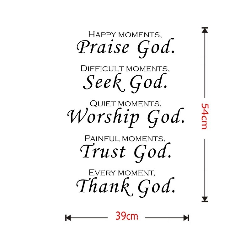 XM 54*39cm 2021 New sticker decoration English Letters Happy Moments Praise God Wall Stickers