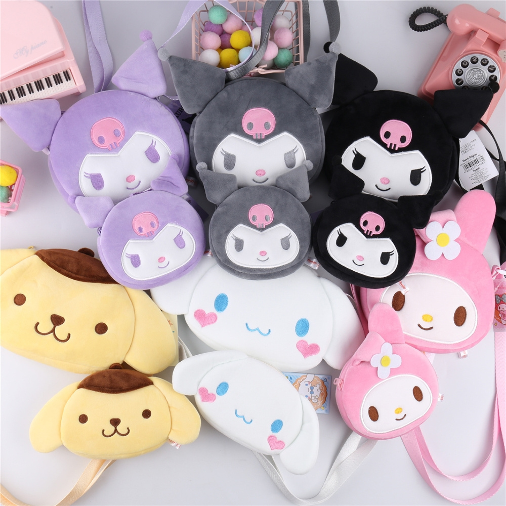 XM Anime Cartoon Kuromi Mini Backpack Purse Sling For Girl Melody plush stuffed animal toys Bag