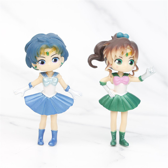 6PCS/SET Girl Pretty Soldier Sailor Moon Cartoon Character PVC Anime Figure Set