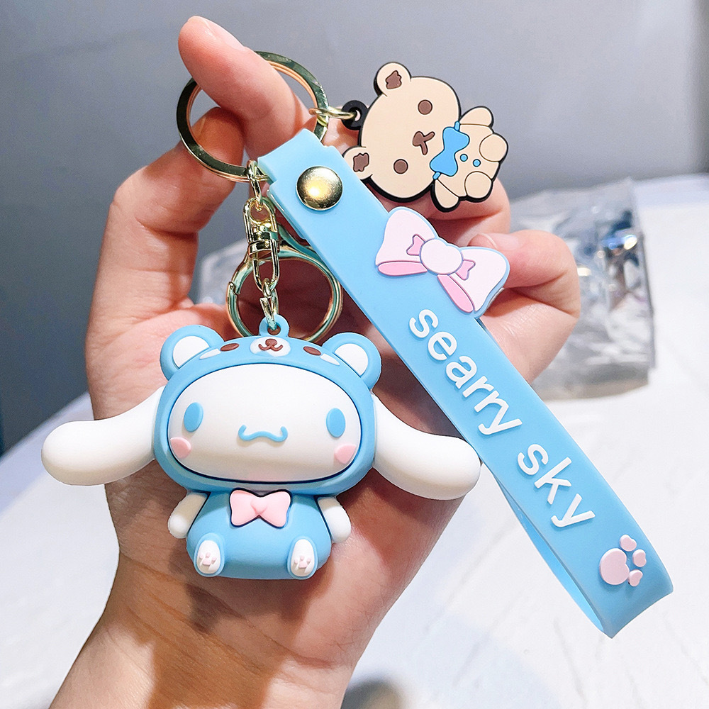 XM Anime Cute Kuromi Melody Keychain Kawaii Cartoon Frog Cinnamoroll Penguin Women Bag Pendant Key Chain sanrio wholesale