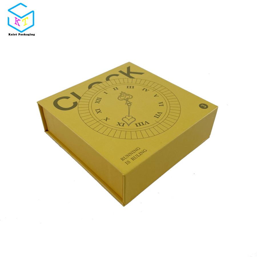 Custom yellow cardboard magnetic jewelry decoration gift box with foam