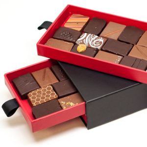 luxury chocolate packaging printed hard sliding drawer cardboard box with pull tab