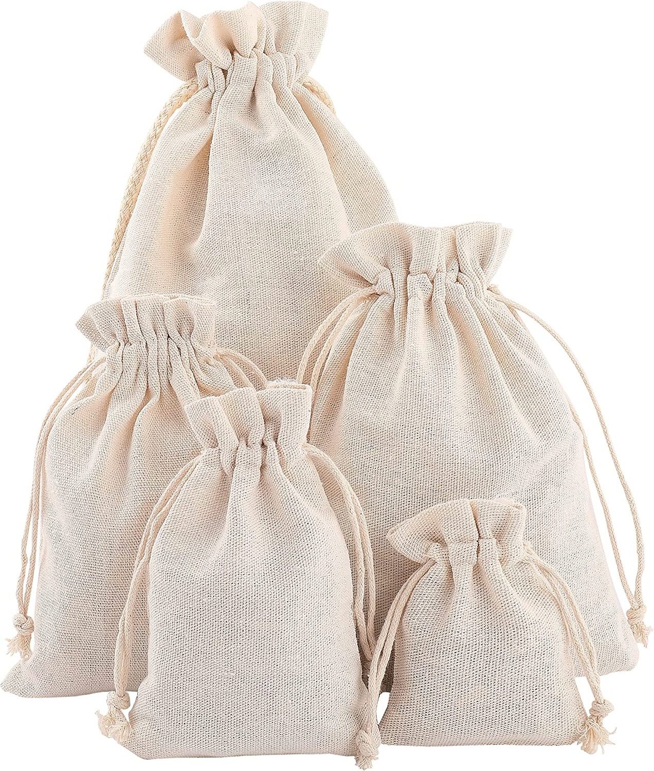 10x13cm Eco-Friendly Natural Unbleached Cotton Linen Jewelry Bag Linen Drawstring Bag Linen Storage Bag