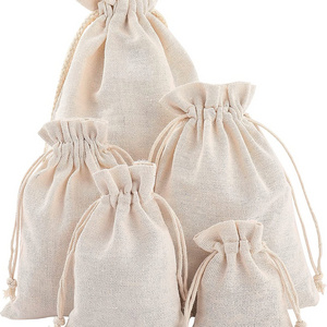 10x13cm Eco-Friendly Natural Unbleached Cotton Linen Jewelry Bag Linen Drawstring Bag Linen Storage Bag