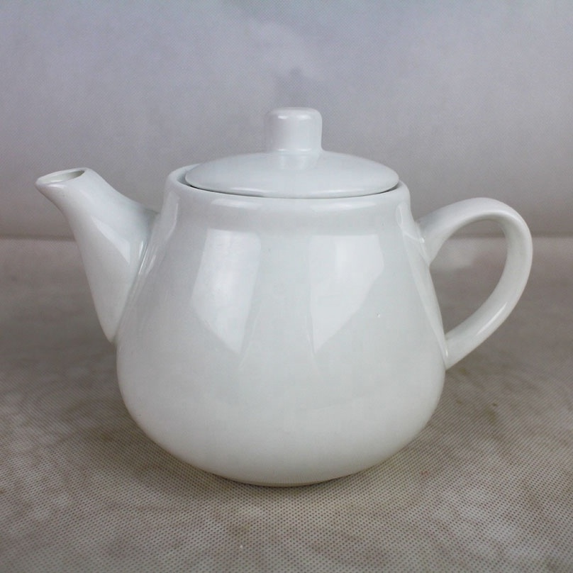 Modern Royal Style White Glazing Ceramic Tea Pot with Lid Wholesale Porcelain Tea Pots for Hotel Restaurant Home Party