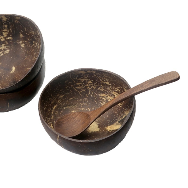 High Quality Low MOQ Customized Logo Polished coconut spoon Eco Friendly Long Lasting Coconut Shell Bowl