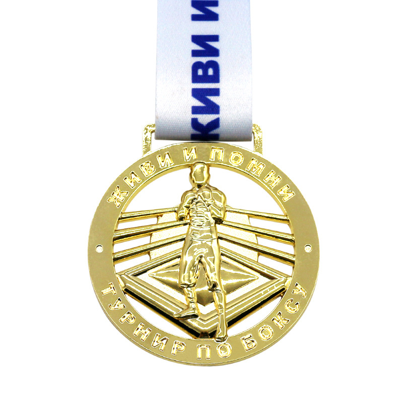 Hot sale wholesale price custom award trophies commemorative sports gold  silver metal medals necklace plaques