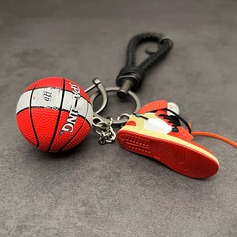 2024 NEW wholesale 3d pvc car soft sneaker mini shoe model basketball  keychain manufacturer rubber key chain logo