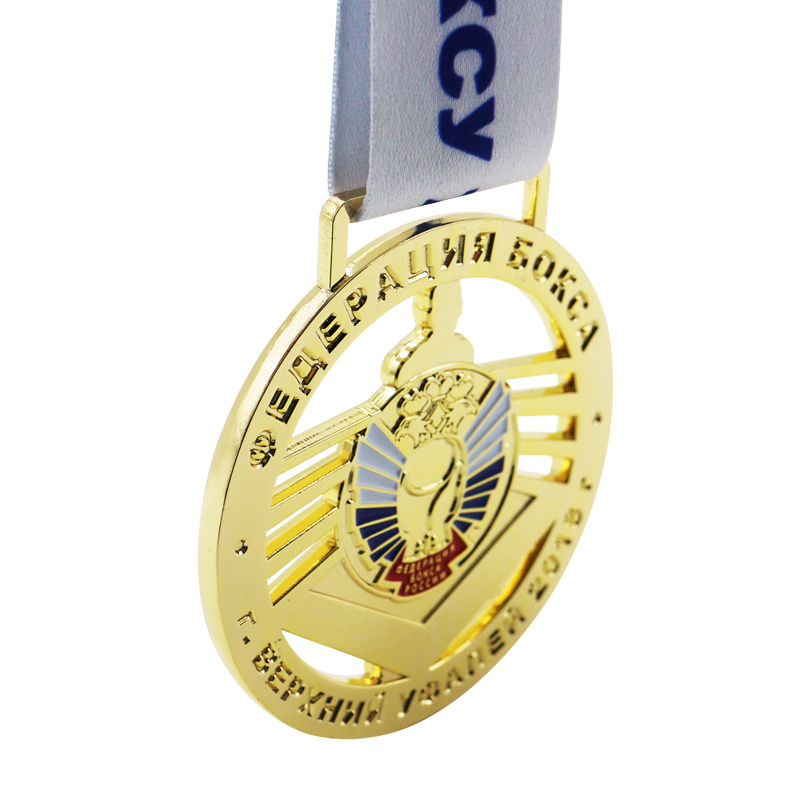 Hot sale wholesale price custom award trophies commemorative sports gold  silver metal medals necklace plaques