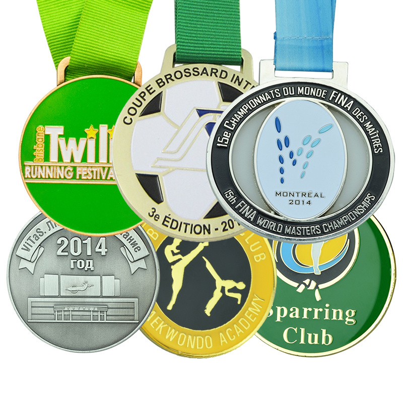 Hot sale wholesale price custom award trophies commemorative sports gold  silver metal medals necklace plaques