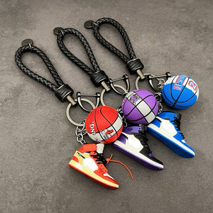 2024 NEW wholesale 3d pvc car soft sneaker mini shoe model basketball  keychain manufacturer rubber key chain logo