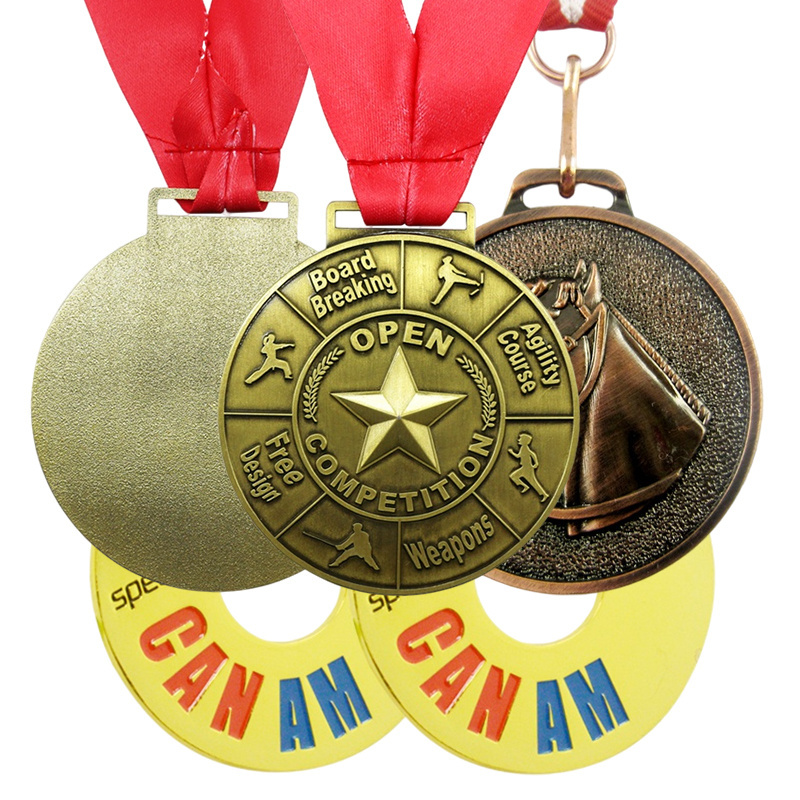 Hot sale wholesale price custom award trophies commemorative sports gold  silver metal medals necklace plaques