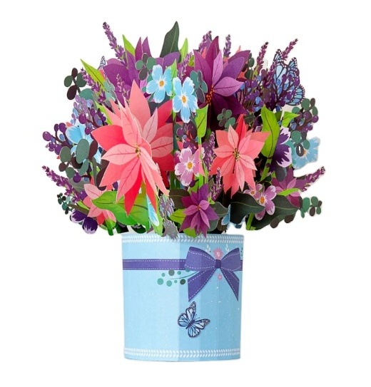 Newest Product Holiday Life Bouquet All Occasion Colorful Butterfly 3D Pop Up Paper Flower Bouquet