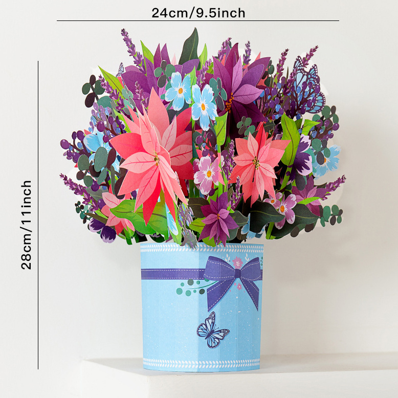 Newest Product Holiday Life Bouquet All Occasion Colorful Butterfly 3D Pop Up Paper Flower Bouquet