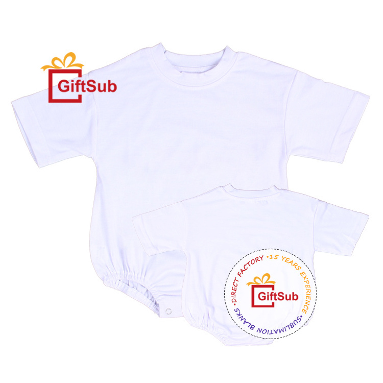 Sublimation Baby Bubble Romper 190gsm Polyester Soft Touch Blank Baggy Oversized T-shirt Rompers Short Sleeve Baby Bodysuit