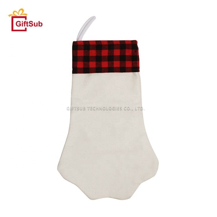 2021 Dog Cat Paw Christmas Gift Bag Xmas Decorations Pet Candy Sack Sublimation Velvet Linen Christmas Stockings