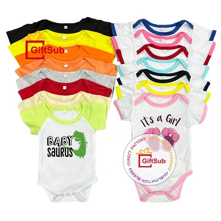 Unisex Baby Bodysuit Sublimation White Blank Rompers Jumpsuit 100% Polyester Short Sleeve Newborn Onesies for Baby Girls Boys