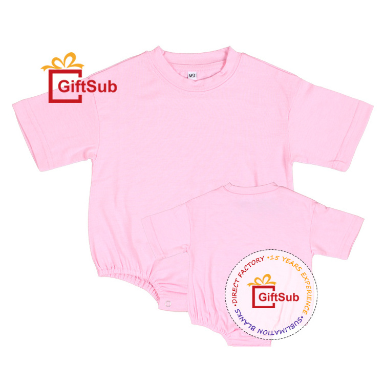 Sublimation Baby Bubble Romper 190gsm Polyester Soft Touch Blank Baggy Oversized T-shirt Rompers Short Sleeve Baby Bodysuit