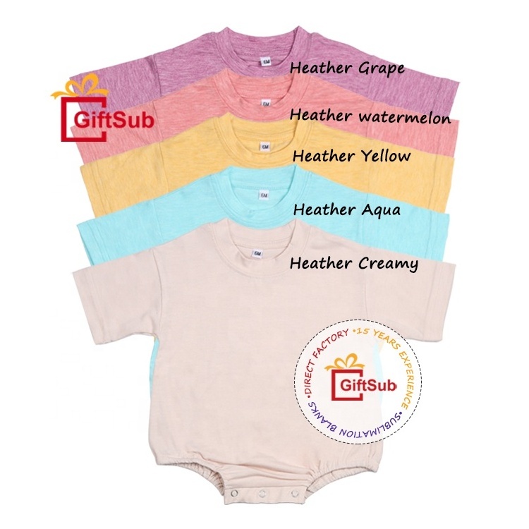 Sublimation Baby Bubble Romper 190gsm Polyester Soft Touch Blank Baggy Oversized T-shirt Rompers Short Sleeve Baby Bodysuit