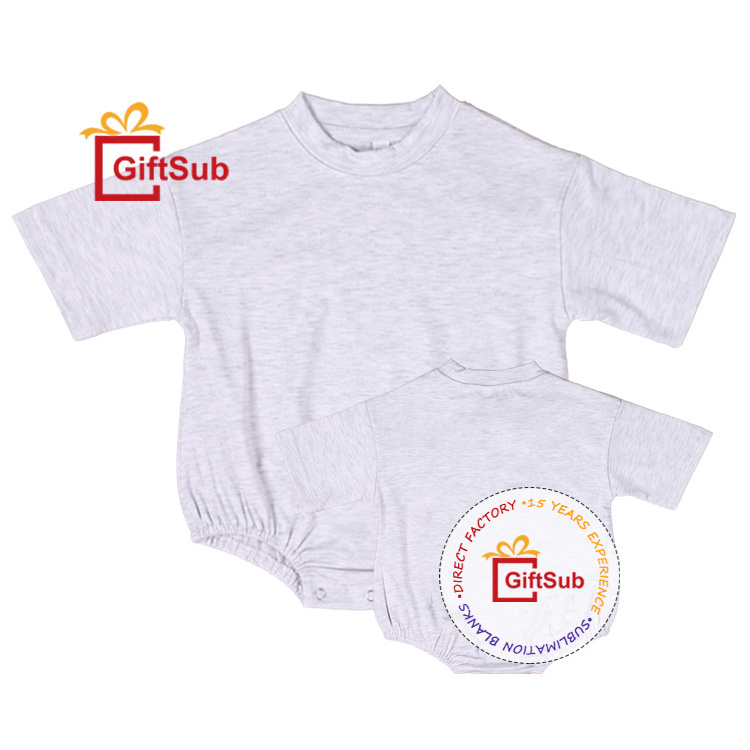 Sublimation Baby Bubble Romper 190gsm Polyester Soft Touch Blank Baggy Oversized T-shirt Rompers Short Sleeve Baby Bodysuit