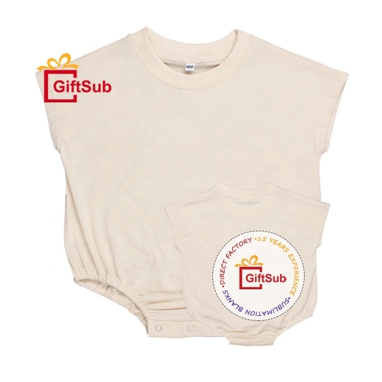 Sublimation Baby Bubble Romper 190gsm Polyester Soft Touch Blank Baggy Oversized T-shirt Rompers Short Sleeve Baby Bodysuit