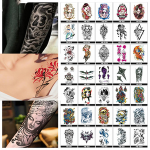 Colorful tattoo sleeve waterproof temporary water transfer tattoo sticker wholesale men skull designs half arm