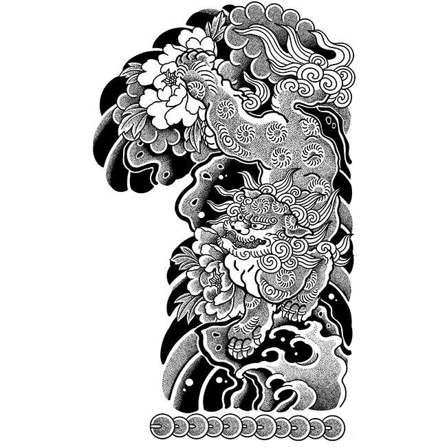 Waterproof Durable Half Arm Tattoo Sticker Color Large Pattern Flower Dragon Animal Half Nail Tattoo Sticker