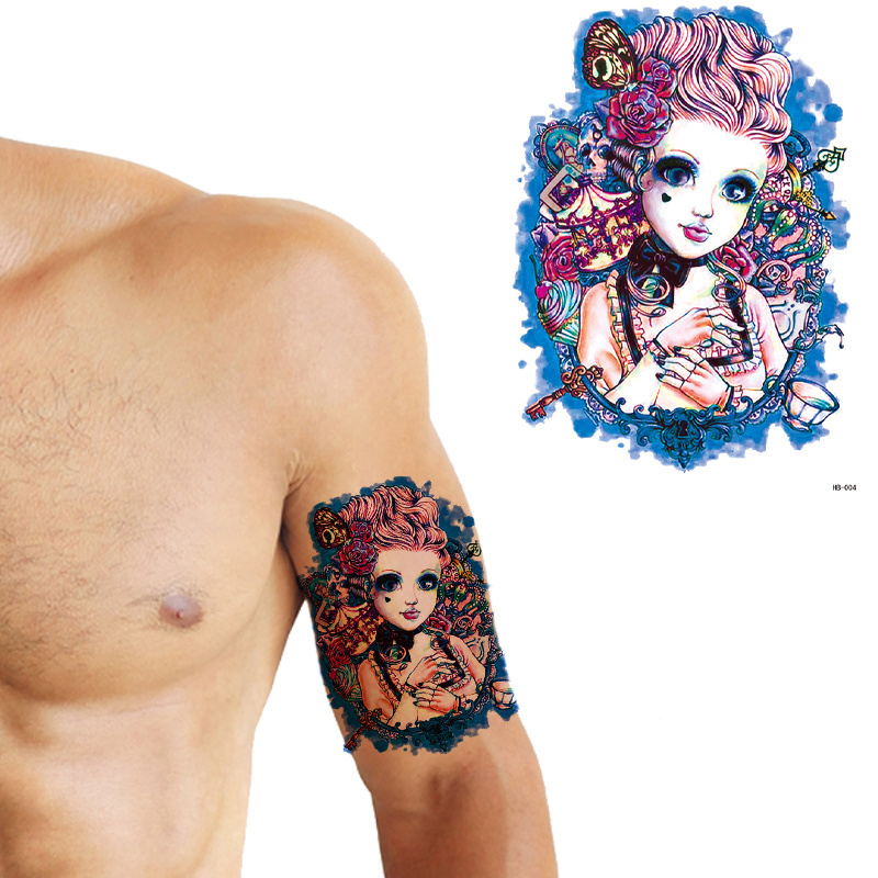 Colorful tattoo sleeve waterproof temporary water transfer tattoo sticker wholesale men skull designs half arm