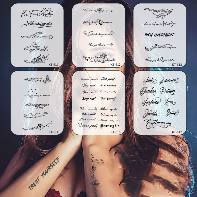 Waterproof Temporary English Language Sexy Romantic Tattoo Stickers Semi Permanent Herbal Letters Tattoo Body Art Tattoos