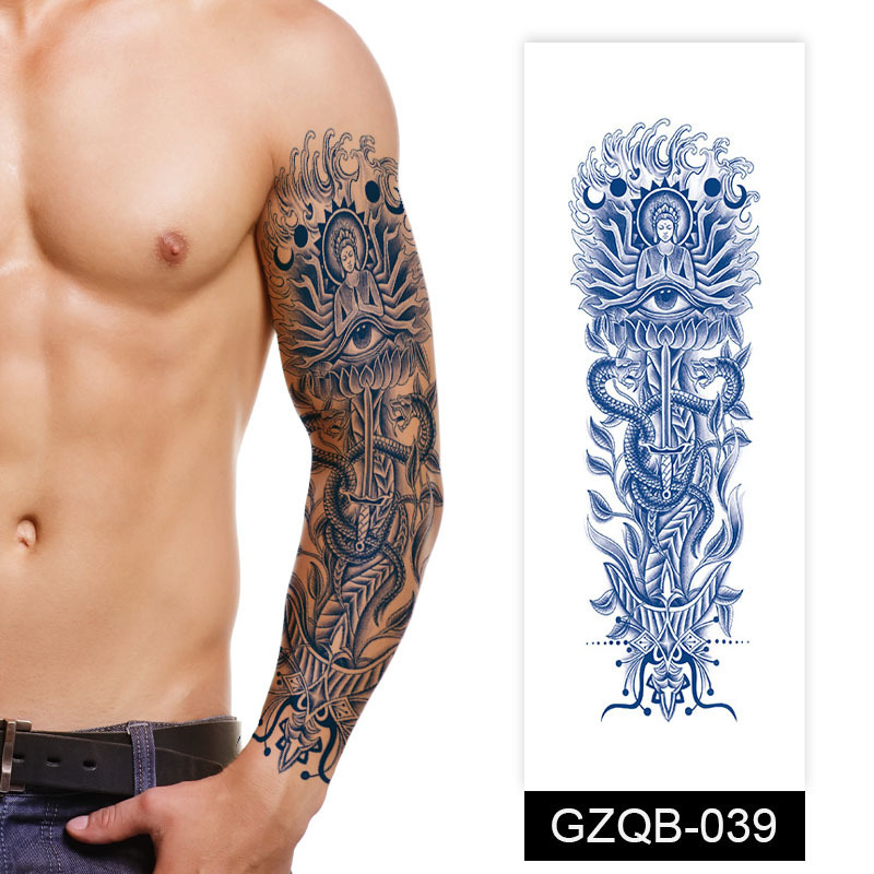 Free Samples Long-lasting Semi Permanent Tattoo Flower Designs Water Transfer Full Arm Temporary Tattoo Sticker for Adults