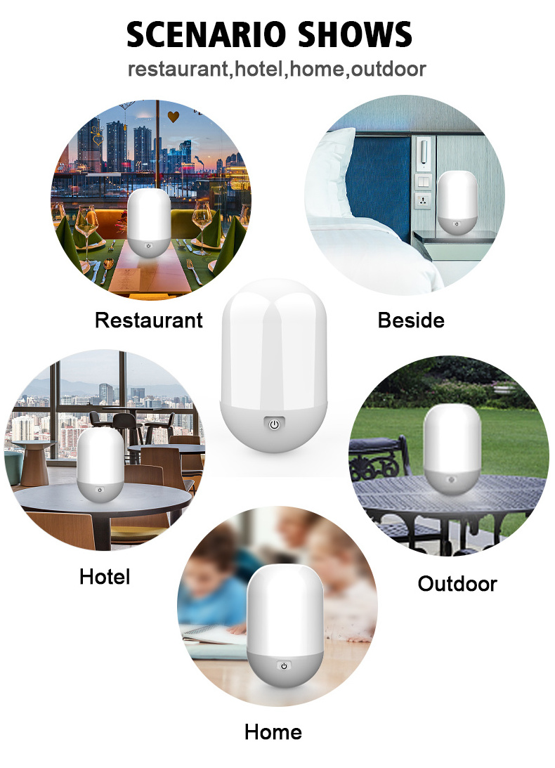 Modern New design Rechargeable Indoor outdoor Led Night Lights For Hotel Restaurant Cafe Home Table Lamps