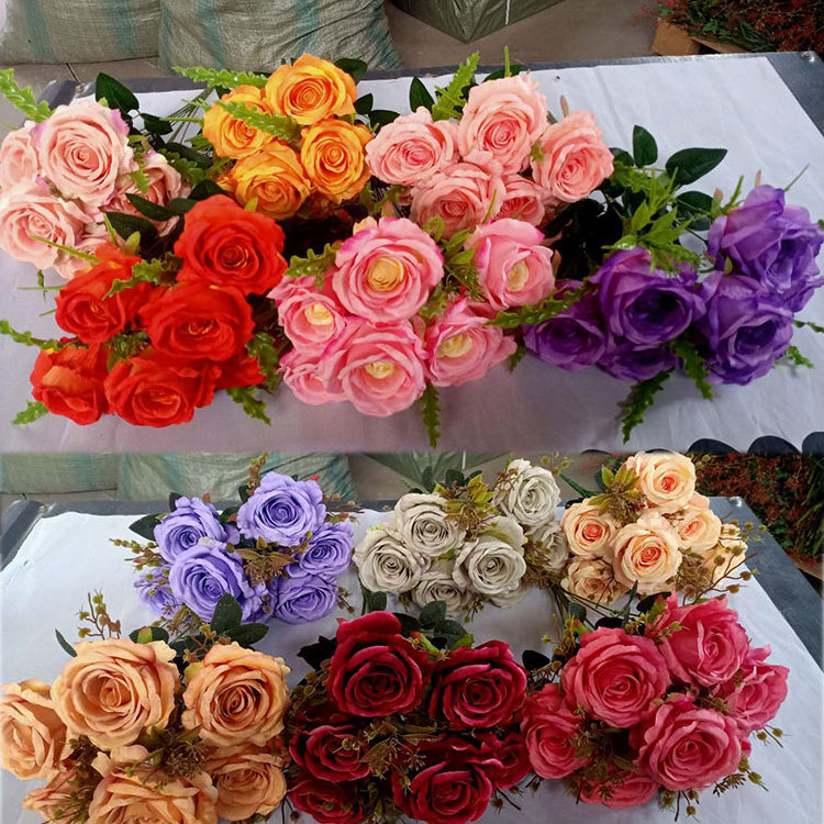 IFG artificial fake plastic flower single rose mix color red roses flower