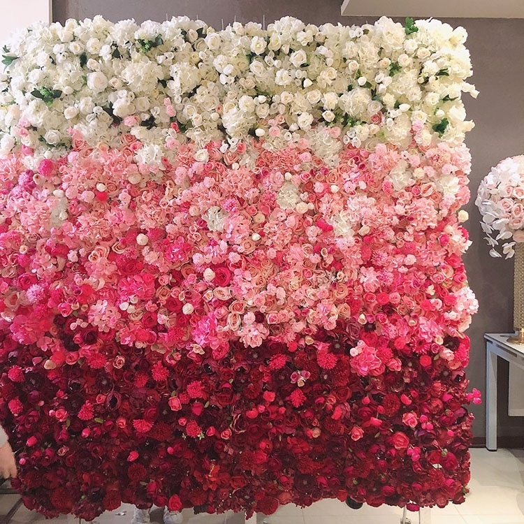 GIGA handmade 2.5m*2.5m roll up transitional color 3d rose flower wall