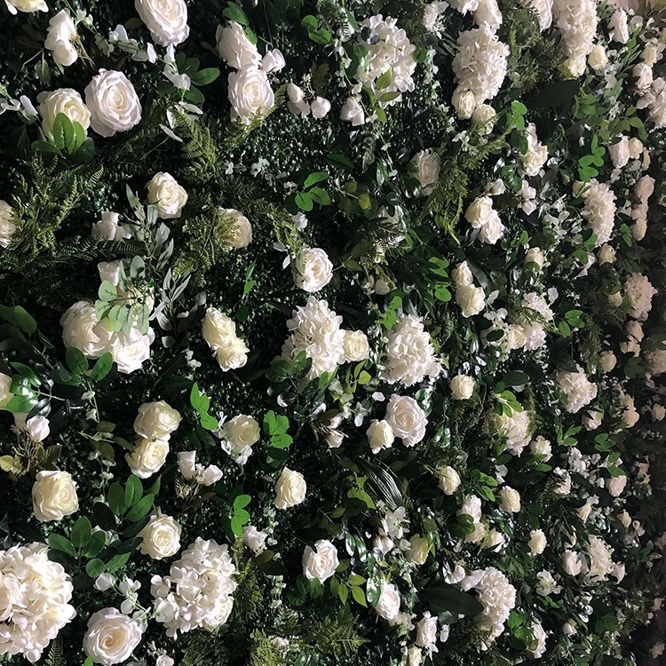 GIGA customized 8*8ft green roll up flower wall stand high quality backdrop big panels wedding flower wall