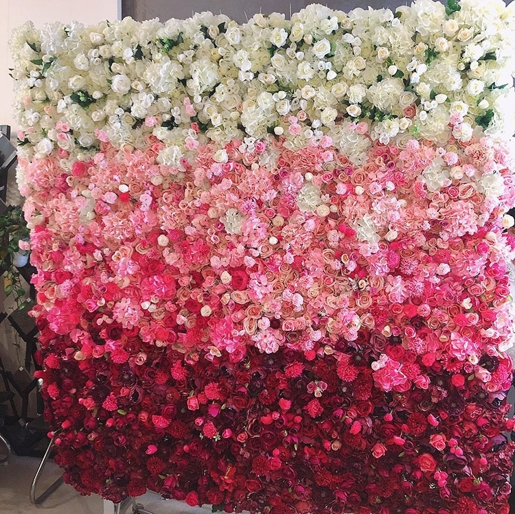 GIGA handmade 2.5m*2.5m roll up transitional color 3d rose flower wall