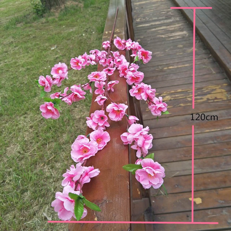 Simulation peach blossom branch false peach tree plum blossom branch wedding decoration living room  garden  decor