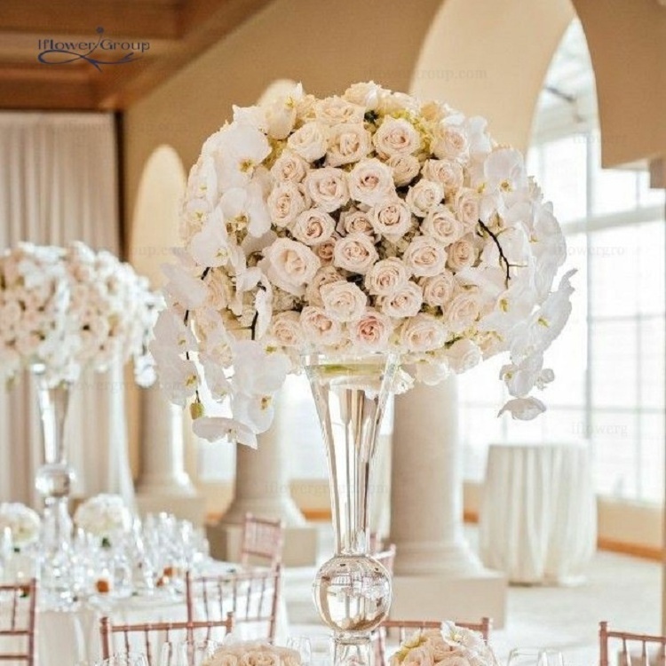 IFG customize Ivory white artificial flower ball   20 inch wedding centerpiece flower