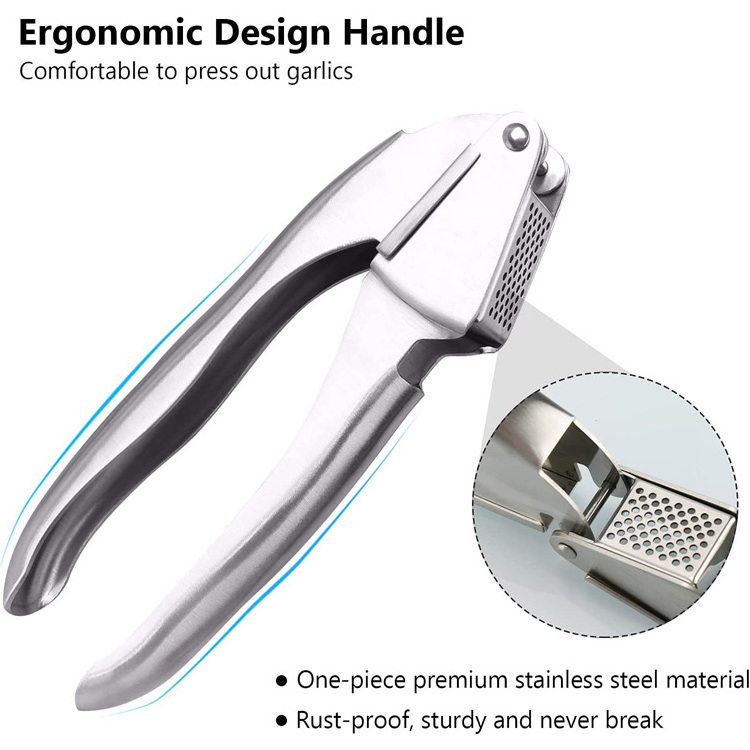 Premium Garlic Press Stainless Steel Professional Heavy Duty Double Lever Assisted Garlic Mincer Easy Clean Garlic Crusher