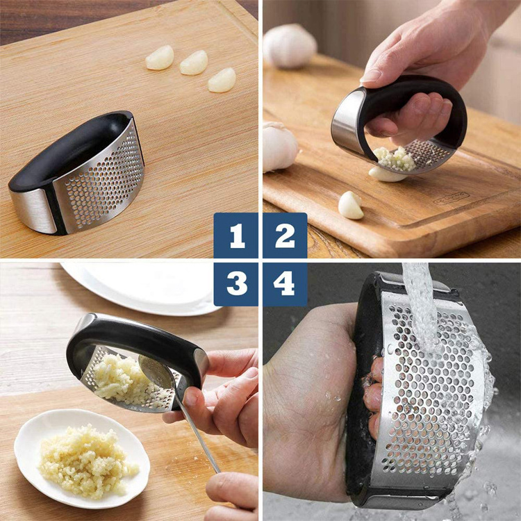 Hot Selling Home Kitchen Accessories Tools Handle Wash Easily Stainless Steel Ginger Crusher Garlic Press