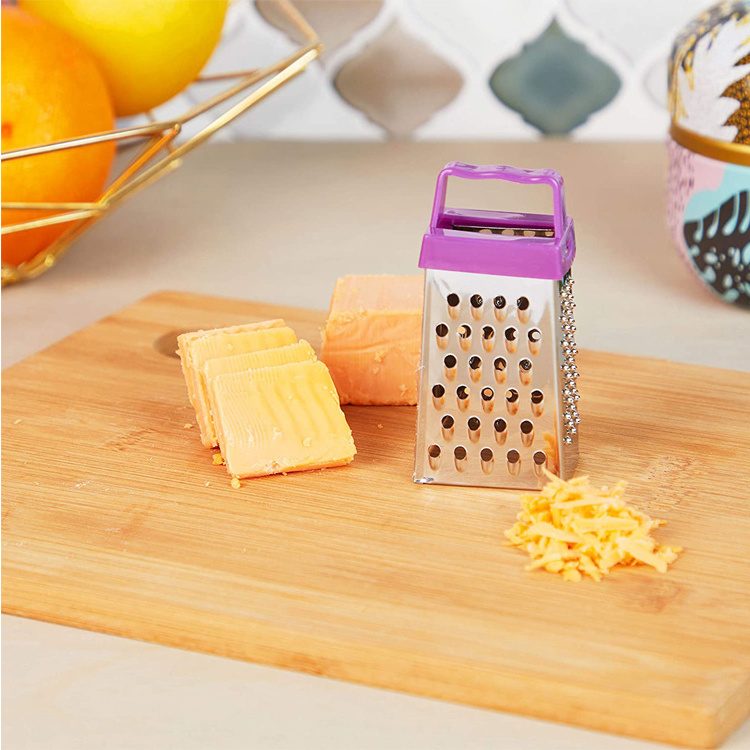 Professional Novelty Mini box Grater 4-Sided Stainless Steel Grater Kitchen Cutting for Cheese, Ginger, Fruits, Vegetables