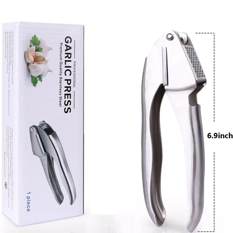 Premium Garlic Press Stainless Steel Professional Heavy Duty Double Lever Assisted Garlic Mincer Easy Clean Garlic Crusher