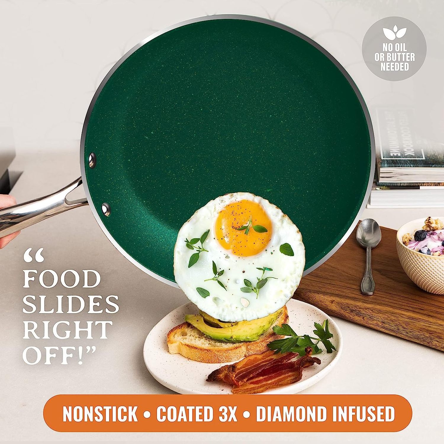 Professional Grade Home and Kitchen Stainless Steel Non-stick Coating Frying Pan for Cooking