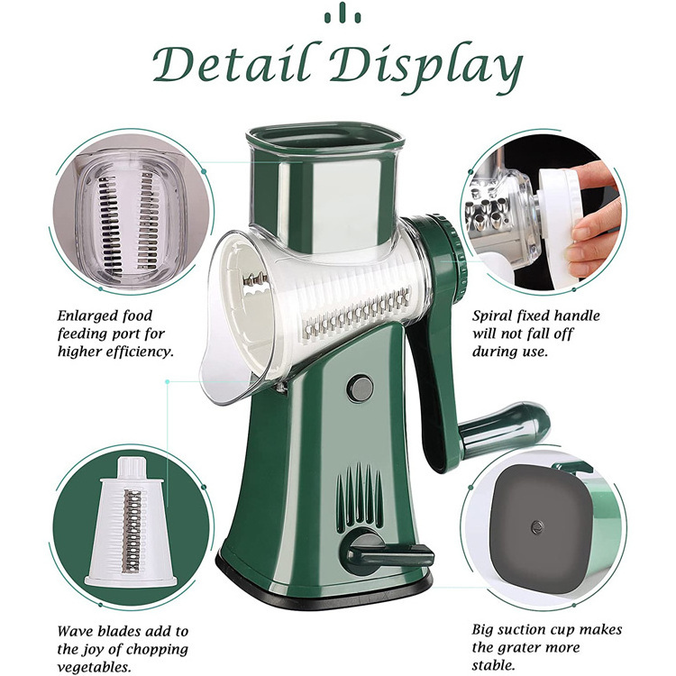 hot selling Rotary Cheese Grater Shredder 5 in 1mandoline slicers Drum Vegetable Slicer chopper Potato Cutter grinder