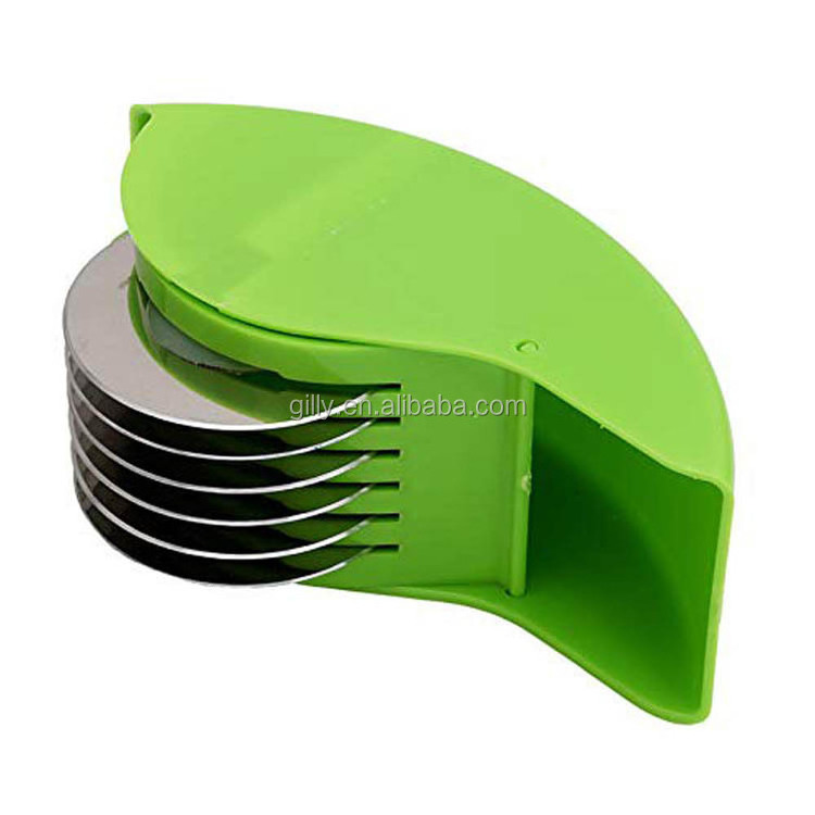 Vegetable Roller Slicer Cutter Herb Roller Mincer Chopper Manual Hand Scallion Chive Mint Cutter with 6 Stainless Steel Blade